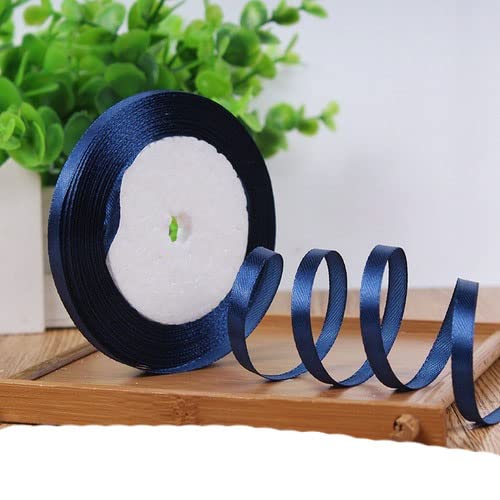 Bänder für Geschenkverpackungen, 22 Meter 6 mm einfarbige Satinbänder for Hochzeit, dekorative Geschenkbox, Verpackungsgürtel, DIY-Handwerk, Weiß, Rosa, Blau, Rot, Gelb(Dark blue) von ZIUBMVDYC