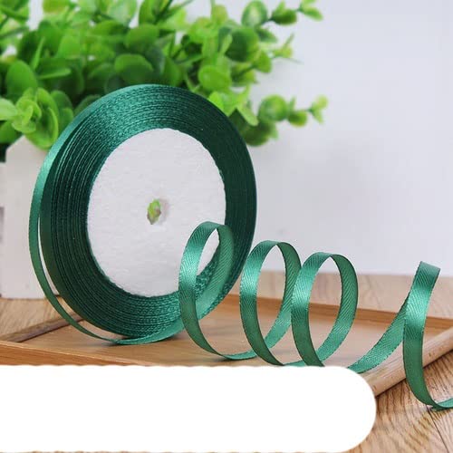 Bänder für Geschenkverpackungen, 22 Meter 6 mm einfarbige Satinbänder for Hochzeit, dekorative Geschenkbox, Verpackungsgürtel, DIY-Handwerk, Weiß, Rosa, Blau, Rot, Gelb(Dark green) von ZIUBMVDYC