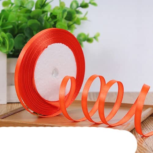 Bänder für Geschenkverpackungen, 22 Meter 6 mm einfarbige Satinbänder for Hochzeit, dekorative Geschenkbox, Verpackungsgürtel, DIY-Handwerk, Weiß, Rosa, Blau, Rot, Gelb(Fluorescent orange) von ZIUBMVDYC