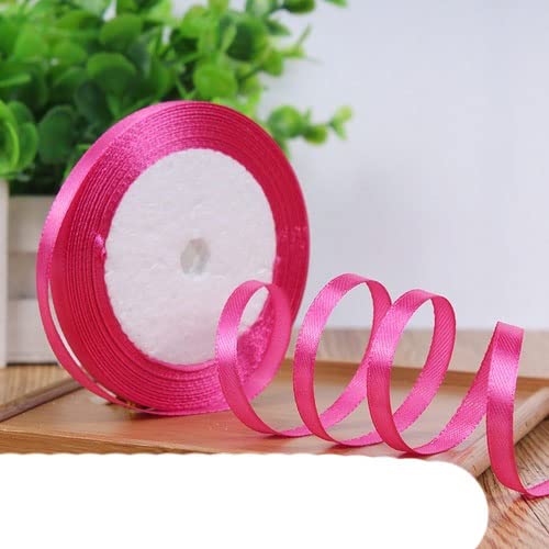 Bänder für Geschenkverpackungen, 22 Meter 6 mm einfarbige Satinbänder for Hochzeit, dekorative Geschenkbox, Verpackungsgürtel, DIY-Handwerk, Weiß, Rosa, Blau, Rot, Gelb(Rose) von ZIUBMVDYC