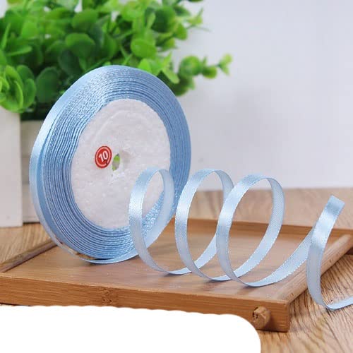 Bänder für Geschenkverpackungen, 22 Meter 6 mm einfarbige Satinbänder for Hochzeit, dekorative Geschenkbox, Verpackungsgürtel, DIY-Handwerk, Weiß, Rosa, Blau, Rot, Gelb(Sky blue) von ZIUBMVDYC