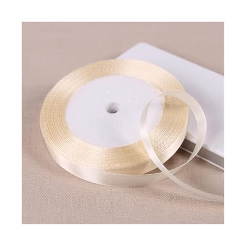 Bänder für Geschenkverpackungen, 25 Yards 6/10/12/15/20/25/32/38/50/75 mm Beigefarbenes Polyester-Satinband for Hochzeitsfeier-Dekoration und DIY-Geschenkverpackung(10mm) von ZIUBMVDYC
