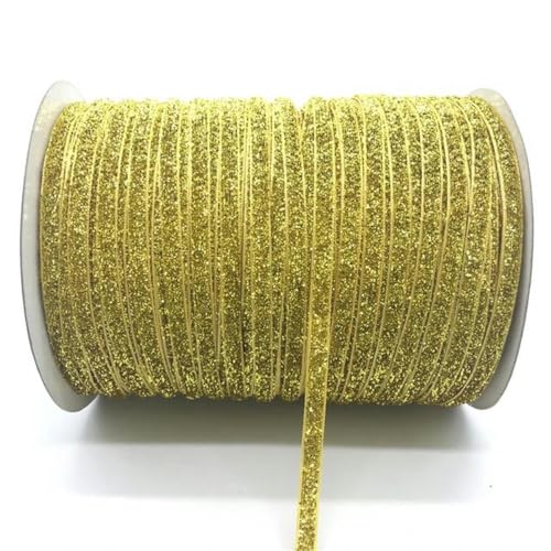 Bänder für Geschenkverpackungen, 5 Yards/Lot 1/4 Zoll 10 mm weiches, bequemes Samtband, Haarband-Clips, Schleife, Hochzeit, Weihnachtsdekoration(Glitter golden) von ZIUBMVDYC