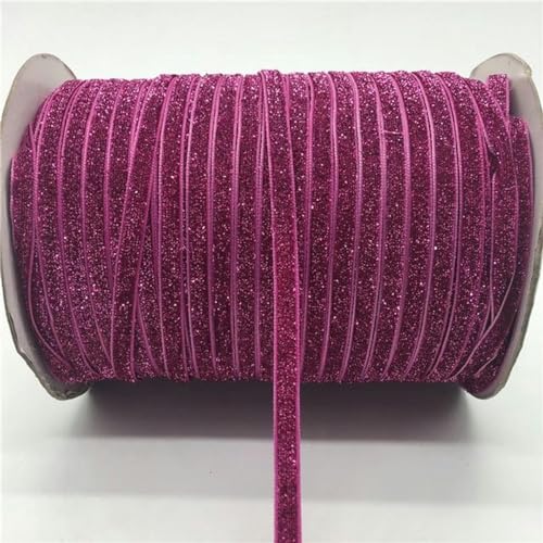 Bänder für Geschenkverpackungen, 5 Yards/Lot 1/4 Zoll 10 mm weiches, bequemes Samtband, Haarband-Clips, Schleife, Hochzeit, Weihnachtsdekoration(Glitter rose) von ZIUBMVDYC