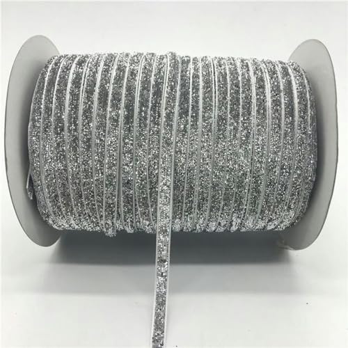 Bänder für Geschenkverpackungen, 5 Yards/Lot 1/4 Zoll 10 mm weiches, bequemes Samtband, Haarband-Clips, Schleife, Hochzeit, Weihnachtsdekoration(Glitter silver) von ZIUBMVDYC
