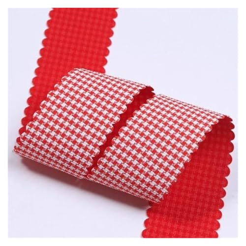 Bänder für Geschenkverpackungen, 5 Yards buntes, passendes, mit Gittermuster bedrucktes Band for DIY-Handwerk, Schleife, Haarschmuck, Materialien, Geschenkverpackung, Kleidung, Hutbesatz(Red,12mm) von ZIUBMVDYC