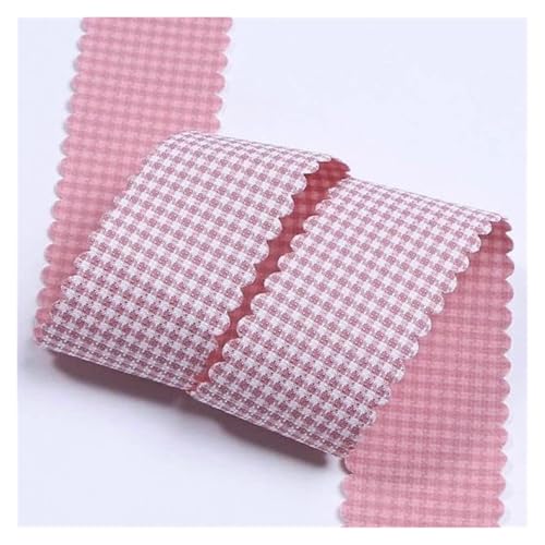 Bänder für Geschenkverpackungen, 5 Yards buntes, passendes, mit Gittermuster bedrucktes Band for DIY-Handwerk, Schleife, Haarschmuck, Materialien, Geschenkverpackung, Kleidung, Hutbesatz(Rose,12mm) von ZIUBMVDYC