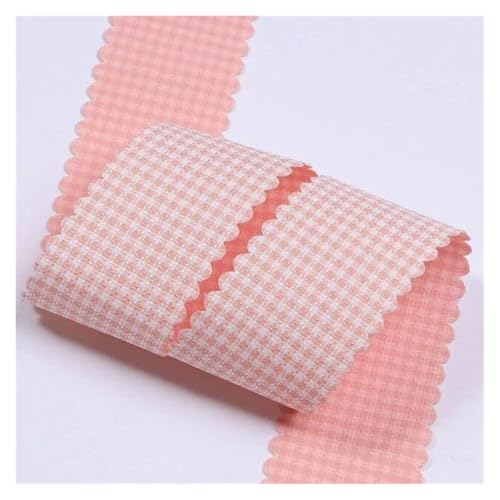 Bänder für Geschenkverpackungen, 5 Yards buntes, passendes, mit Gittermuster bedrucktes Band for DIY-Handwerk, Schleife, Haarschmuck, Materialien, Geschenkverpackung, Kleidung, Hutbesatz(Roze,40mm) von ZIUBMVDYC