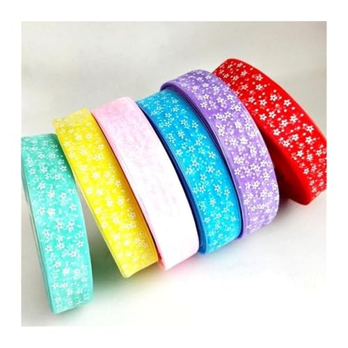 Bänder für Geschenkverpackungen, 6 Meter/Lot 2,5 cm bedruckte Organzabänder for die Herstellung von Kopfschmuck, Hochzeit, Party, dekorative DIY-Geschenkboxverpackung(Random color mixing) von ZIUBMVDYC