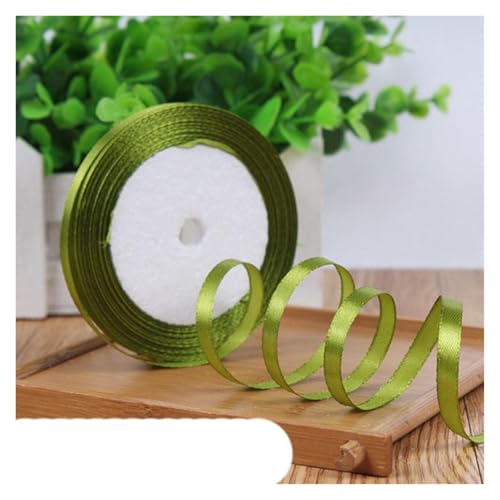 Bänder für Geschenkverpackungen, 6 mm 25 Yard Seidensatinband for Hochzeit, Party, Dekoration, Einladungskarte, Geschenkverpackung, Scrapbooking, Zubehör, Band for Nähen(Army) von ZIUBMVDYC