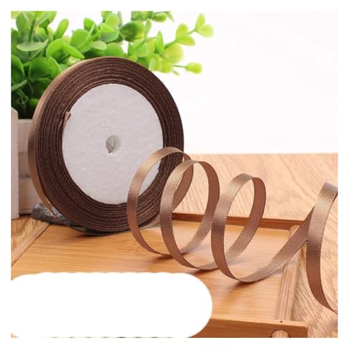 Bänder für Geschenkverpackungen, 6 mm 25 Yard Seidensatinband for Hochzeit, Party, Dekoration, Einladungskarte, Geschenkverpackung, Scrapbooking, Zubehör, Band for Nähen(Coffee) von ZIUBMVDYC