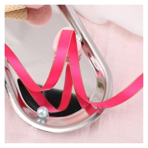 Bänder für Geschenkverpackungen, 6 mm goldfarbener Rand, doppelseitiges Polyester-Satinband, for Hochzeit, Valentinstag, Geschenk, Verpackungsband, handgefertigt(Rose) von ZIUBMVDYC