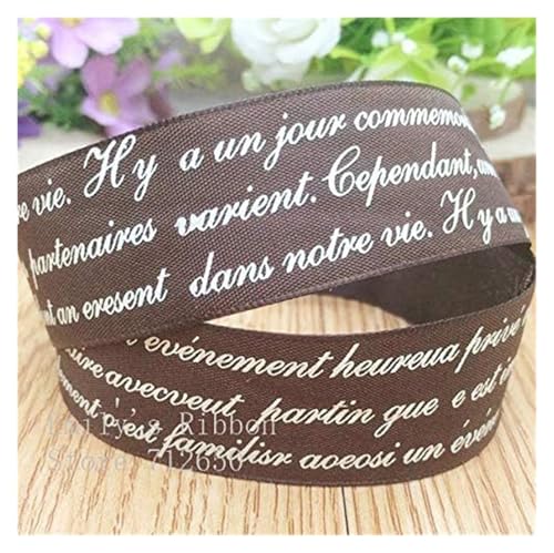 Bänder für Geschenkverpackungen, Einseitiges Satinband, bedruckter Buchstabe, 25 mm, Geschenkpapier, Zubehör, Haarschleife, Kleidungsstück, DIY, 100 Yards(Bruin) von ZIUBMVDYC