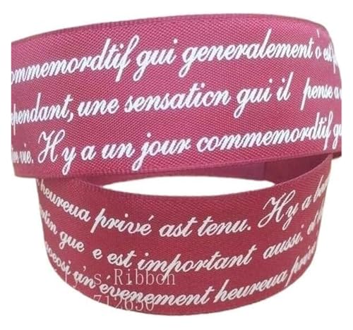 Bänder für Geschenkverpackungen, Einseitiges Satinband, bedruckter Buchstabe, 25 mm, Geschenkpapier, Zubehör, Haarschleife, Kleidungsstück, DIY, 100 Yards(Red) von ZIUBMVDYC