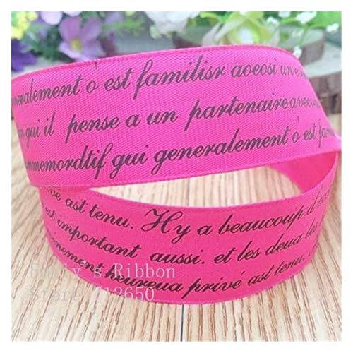 Bänder für Geschenkverpackungen, Einseitiges Satinband, bedruckter Buchstabe, 25 mm, Geschenkpapier, Zubehör, Haarschleife, Kleidungsstück, DIY, 100 Yards(Roze) von ZIUBMVDYC
