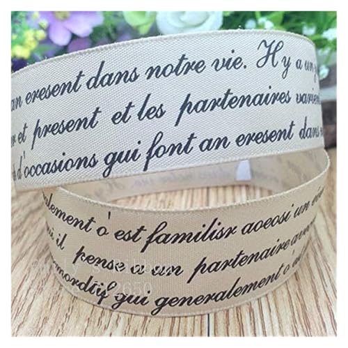 Bänder für Geschenkverpackungen, Einseitiges Satinband, bedruckter Buchstabe, 25 mm, Geschenkpapier, Zubehör, Haarschleife, Kleidungsstück, DIY, 100 Yards(Wit) von ZIUBMVDYC