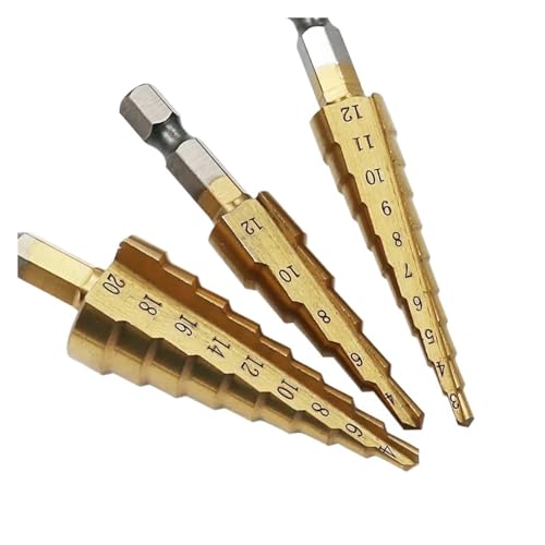 Spiralgenuteter Stufenbohrer, 3 Stück 12 mm, 12 mm, 20 mm gerader Stufenbohrer von ZIUBMVDYC