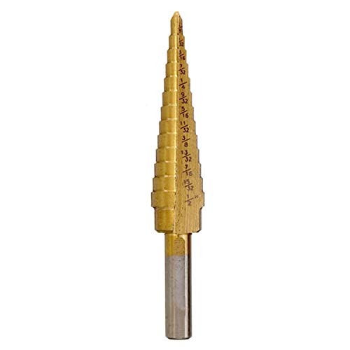 Spiralgenuteter Stufenbohrer, 3 Stück HSS-Rundschaft-beschichtete Schnellwechsel-Stufenbohrer 3/16 1/2 1/8 1/2 1/4 3/4 Zoll von ZIUBMVDYC