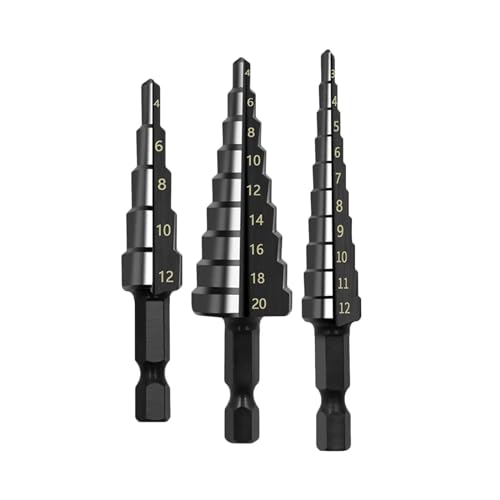 Spiralgenuteter Stufenbohrer, 3 Stück Mehrlochbohrer mit Stufenaufsatz for Holz/Metall Spiralgenuteter Stufenbohrer, 3 Stück Mehrlochbohrer mit Stufenaufsatz for Holz/Metall von ZIUBMVDYC