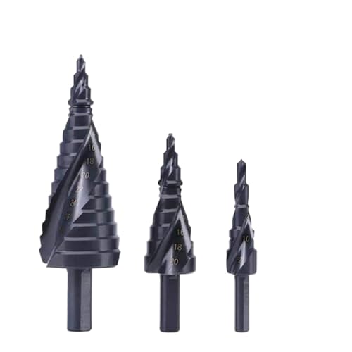 Spiralgenuteter Stufenbohrer, 3-teiliges 32-mm-Kobalt-Stufenbohrer-Set, Stickstoff, hohe Geschwindigkeit von ZIUBMVDYC