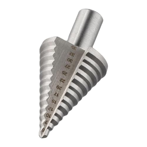 Spiralgenuteter Stufenbohrer, 35-Stufen-Bohrer, gerade, beschichtetes Holz, Metallloch von ZIUBMVDYC