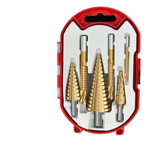 Spiralgenuteter Stufenbohrer, 6-teiliges Plattierungsbohrer-Set, Metall-Lochschneider, Holzkegelkern von ZIUBMVDYC