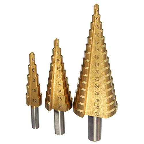 Spiralgenuteter Stufenbohrer, HSS-Dreieckschaft-Pagoden-Stufenbohrer von 4 12/4 20/4 32(20MM) von ZIUBMVDYC