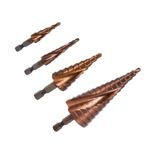 Spiralgenuteter Stufenbohrer, Level 5/9 M35 Kobalt-Stufenbohrer, CO-Schnellarbeitsstahl, 4 Stück von ZIUBMVDYC