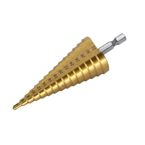 Spiralgenuteter Stufenbohrer, Stufenbohrer 4 32 mm Sechskant-Kegel-Lochschneider, multifunktional, 1 Stück von ZIUBMVDYC