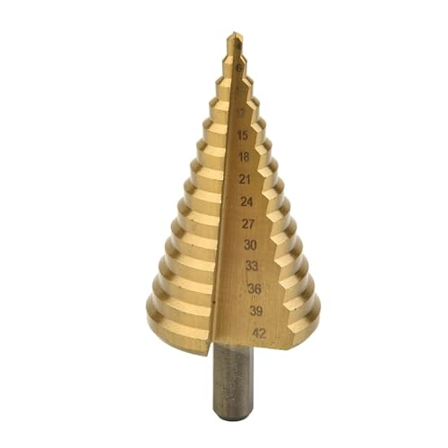 Spiralgenuteter Stufenbohrer, Stufenbohrer 4 42 mm Stahlkegelbohrer Loch Metallschneider von ZIUBMVDYC