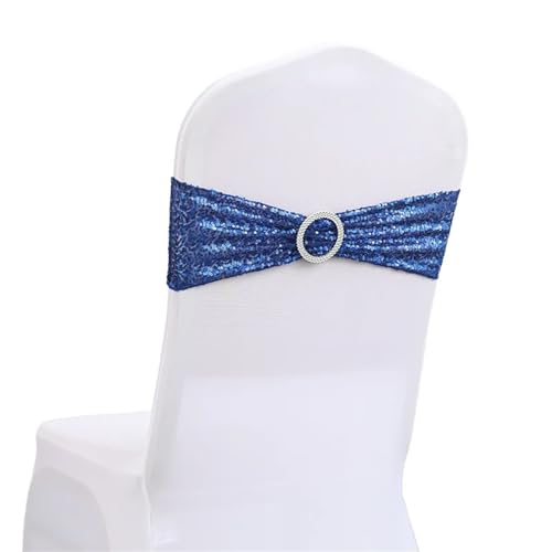 ZIUBMVDYC Stuhl Schärpen, 10/50 stücke Pailletten for Party Abendessen Bankett Stuhlhussen Dekoration Stretch Stuhl Bogen Stuhl Zurück Blume Stuhl Bänder(Blue01,50pcs) von ZIUBMVDYC