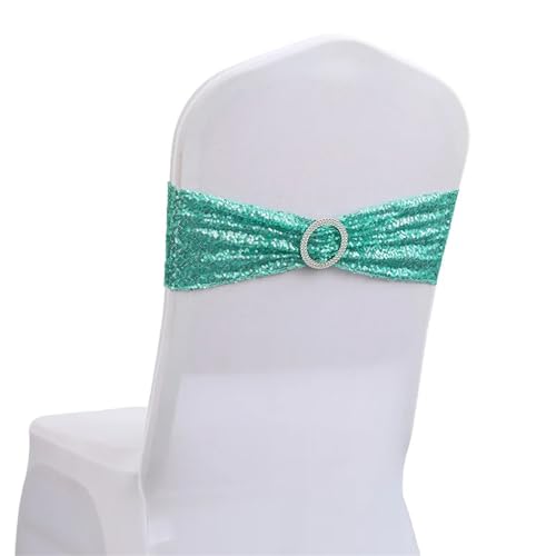 ZIUBMVDYC Stuhl Schärpen, 10/50 stücke Pailletten for Party Abendessen Bankett Stuhlhussen Dekoration Stretch Stuhl Bogen Stuhl Zurück Blume Stuhl Bänder(Blue02,50pcs) von ZIUBMVDYC