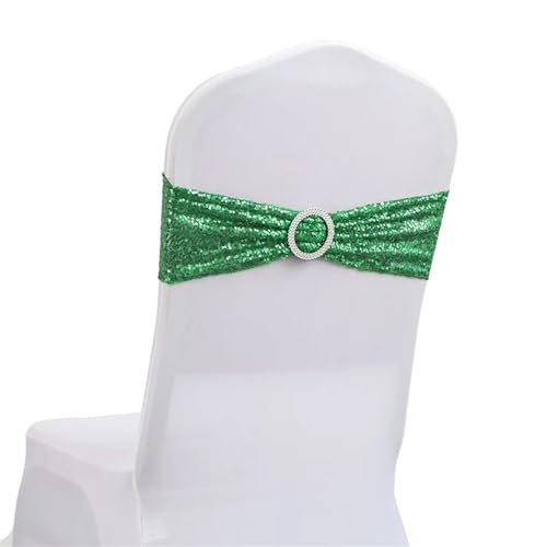 ZIUBMVDYC Stuhl Schärpen, 10/50 stücke Pailletten for Party Abendessen Bankett Stuhlhussen Dekoration Stretch Stuhl Bogen Stuhl Zurück Blume Stuhl Bänder(Green,50pcs) von ZIUBMVDYC