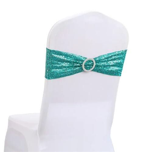 ZIUBMVDYC Stuhl Schärpen, 10/50 stücke Pailletten for Party Abendessen Bankett Stuhlhussen Dekoration Stretch Stuhl Bogen Stuhl Zurück Blume Stuhl Bänder(Malachite Green,10 pcs) von ZIUBMVDYC