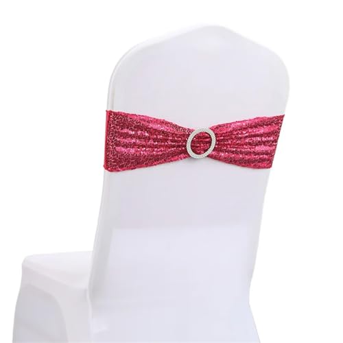 ZIUBMVDYC Stuhl Schärpen, 10/50 stücke Pailletten for Party Abendessen Bankett Stuhlhussen Dekoration Stretch Stuhl Bogen Stuhl Zurück Blume Stuhl Bänder(Rose,50pcs) von ZIUBMVDYC
