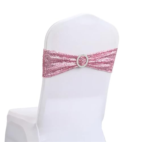 ZIUBMVDYC Stuhl Schärpen, 10/50 stücke Pailletten for Party Abendessen Bankett Stuhlhussen Dekoration Stretch Stuhl Bogen Stuhl Zurück Blume Stuhl Bänder(Rose Pink,50pcs) von ZIUBMVDYC