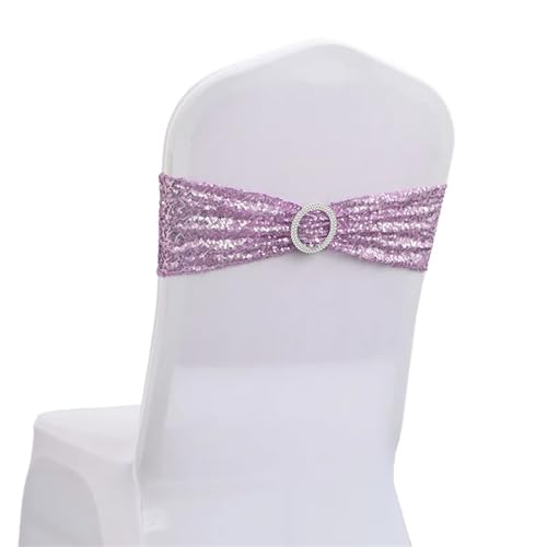 ZIUBMVDYC Stuhl Schärpen, 10/50 stücke Pailletten for Party Abendessen Bankett Stuhlhussen Dekoration Stretch Stuhl Bogen Stuhl Zurück Blume Stuhl Bänder(Rose Purple,10 pcs) von ZIUBMVDYC