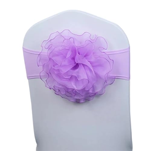 ZIUBMVDYC Stuhl Schärpen, 2 stücke Stuhlbänder Krawatte Satin Knoten Rückenband Große Blume Sicherheitsgurt Bogen Schärpen for Hotel Bankett Hochzeit Party-Event Dekorationen(Lavender) von ZIUBMVDYC
