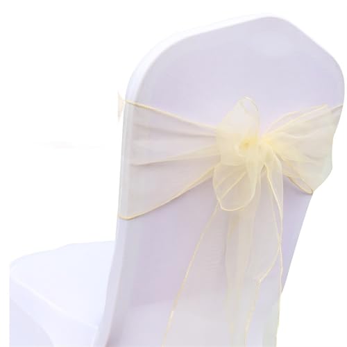ZIUBMVDYC Stuhl Schärpen, 30PCs Organza Knoten Bänder Stuhl Bögen for Für Hochzeit Party Bankett Event Land Hochzeit Stuhl Dekoration(Champagne) von ZIUBMVDYC