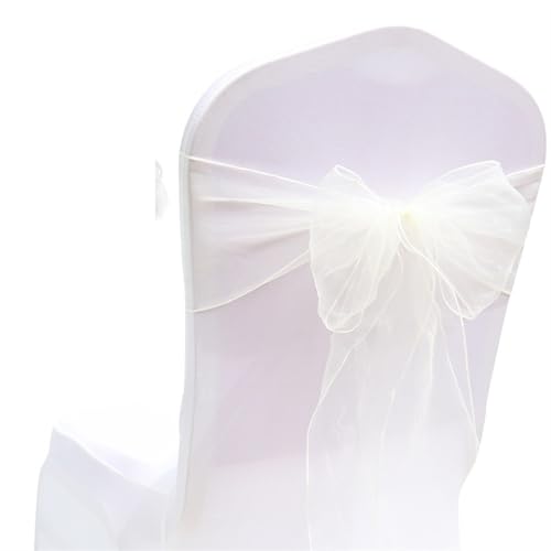 ZIUBMVDYC Stuhl Schärpen, 30PCs Organza Knoten Bänder Stuhl Bögen for Für Hochzeit Party Bankett Event Land Hochzeit Stuhl Dekoration(White) von ZIUBMVDYC