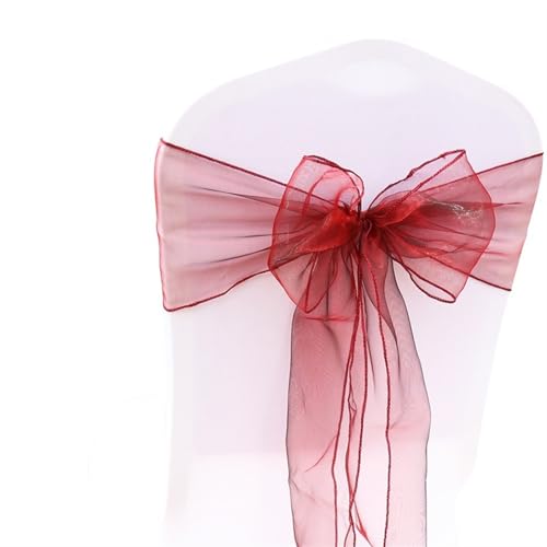 ZIUBMVDYC Stuhl Schärpen, 30PCs Organza Knoten Bänder Stuhl Bögen for Für Hochzeit Party Bankett Event Land Hochzeit Stuhl Dekoration(Wine) von ZIUBMVDYC