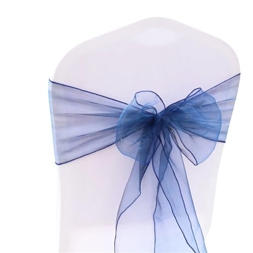 ZIUBMVDYC Stuhl Schärpen, 50 Teil/satz Hochzeit Organza Bogen Knoten for Bankett Event Geburtstag Party Dekoration Home Textile Stuhl Abdeckung(Blue02) von ZIUBMVDYC