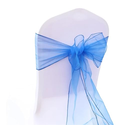 ZIUBMVDYC Stuhl Schärpen, 50 Teil/satz Hochzeit Organza Bogen Knoten for Bankett Event Geburtstag Party Dekoration Home Textile Stuhl Abdeckung(Blue03) von ZIUBMVDYC
