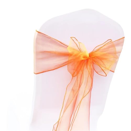 ZIUBMVDYC Stuhl Schärpen, 50 Teil/satz Hochzeit Organza Bogen Knoten for Bankett Event Geburtstag Party Dekoration Home Textile Stuhl Abdeckung(Coral Orange) von ZIUBMVDYC