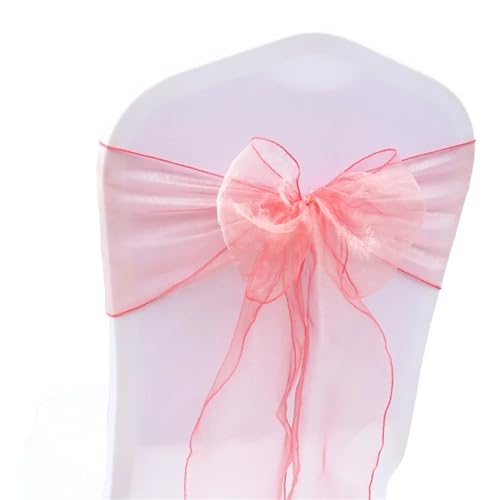 ZIUBMVDYC Stuhl Schärpen, 50 Teil/satz Hochzeit Organza Bogen Knoten for Bankett Event Geburtstag Party Dekoration Home Textile Stuhl Abdeckung(Dark Coral) von ZIUBMVDYC