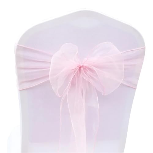 ZIUBMVDYC Stuhl Schärpen, 50 Teil/satz Hochzeit Organza Bogen Knoten for Bankett Event Geburtstag Party Dekoration Home Textile Stuhl Abdeckung(Light Pink) von ZIUBMVDYC