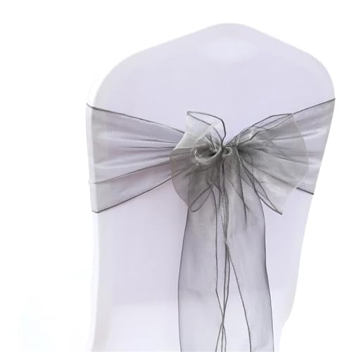 ZIUBMVDYC Stuhl Schärpen, 50 Teil/satz Hochzeit Organza Bogen Knoten for Bankett Event Geburtstag Party Dekoration Home Textile Stuhl Abdeckung(Silver) von ZIUBMVDYC