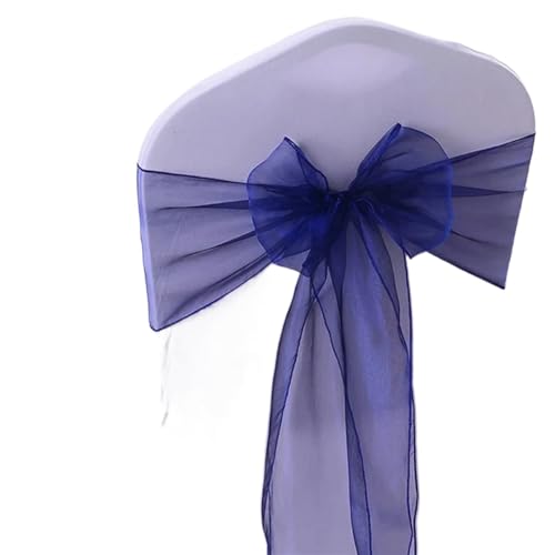 ZIUBMVDYC Stuhl Schärpen, 50 stücke Organza Knoten Bänder Stuhl Bögen for Für Hochzeit Party Bankett Event Land Hochzeit Stuhl Dekoration(Dark Blue) von ZIUBMVDYC