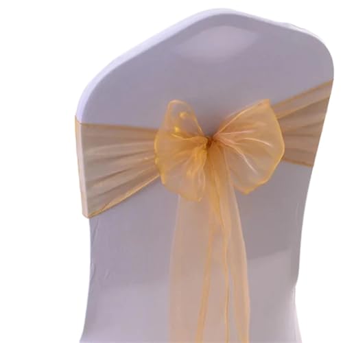 ZIUBMVDYC Stuhl Schärpen, 50 stücke Organza Knoten Bänder Stuhl Bögen for Für Hochzeit Party Bankett Event Land Hochzeit Stuhl Dekoration(Gold) von ZIUBMVDYC