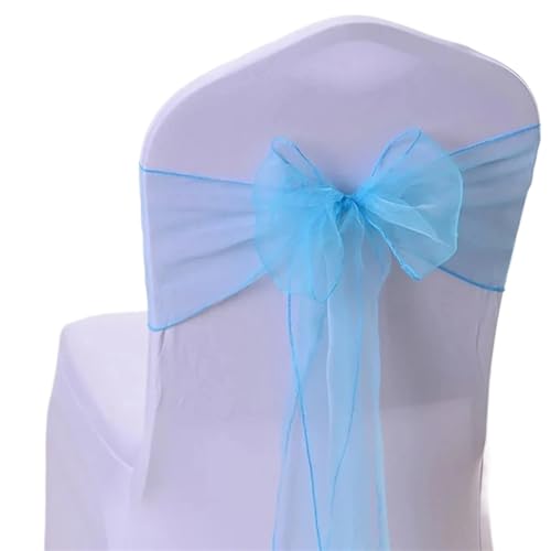 ZIUBMVDYC Stuhl Schärpen, 50 stücke Organza Knoten Bänder Stuhl Bögen for Für Hochzeit Party Bankett Event Land Hochzeit Stuhl Dekoration(Lake Blue) von ZIUBMVDYC